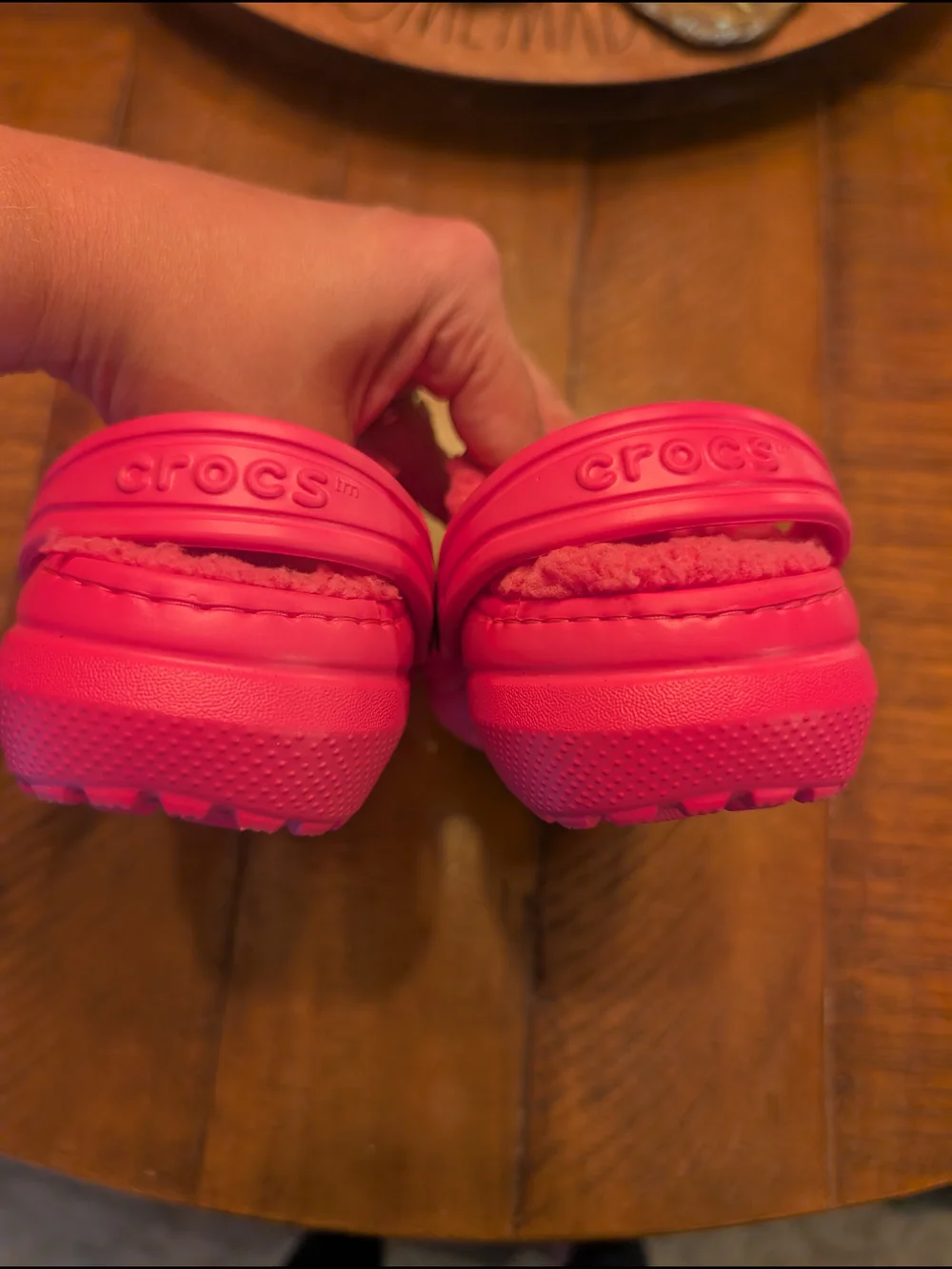 CROCS Kids Fleece-Lined Clogs in Bright Pink